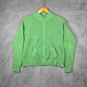 Northcrest Green Full Zip Mock Neck Knit Cardigan Sweater with Pockets Women's L